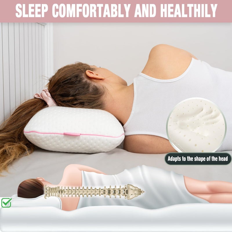 alkamto Travel & Camping Comfortable Memory Foam Pillow – Easy to Carry Portable Bag – Temperature Regulating Pillow Case (Pink + Extra Cover) - Image 3